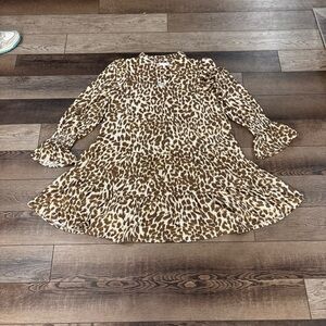 Jude Connally Brown and Cream Animal Print Dress